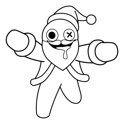 Blue in a Santa Costume Coloring Page free printable Rainbow Friends Coloring Pages coloring page