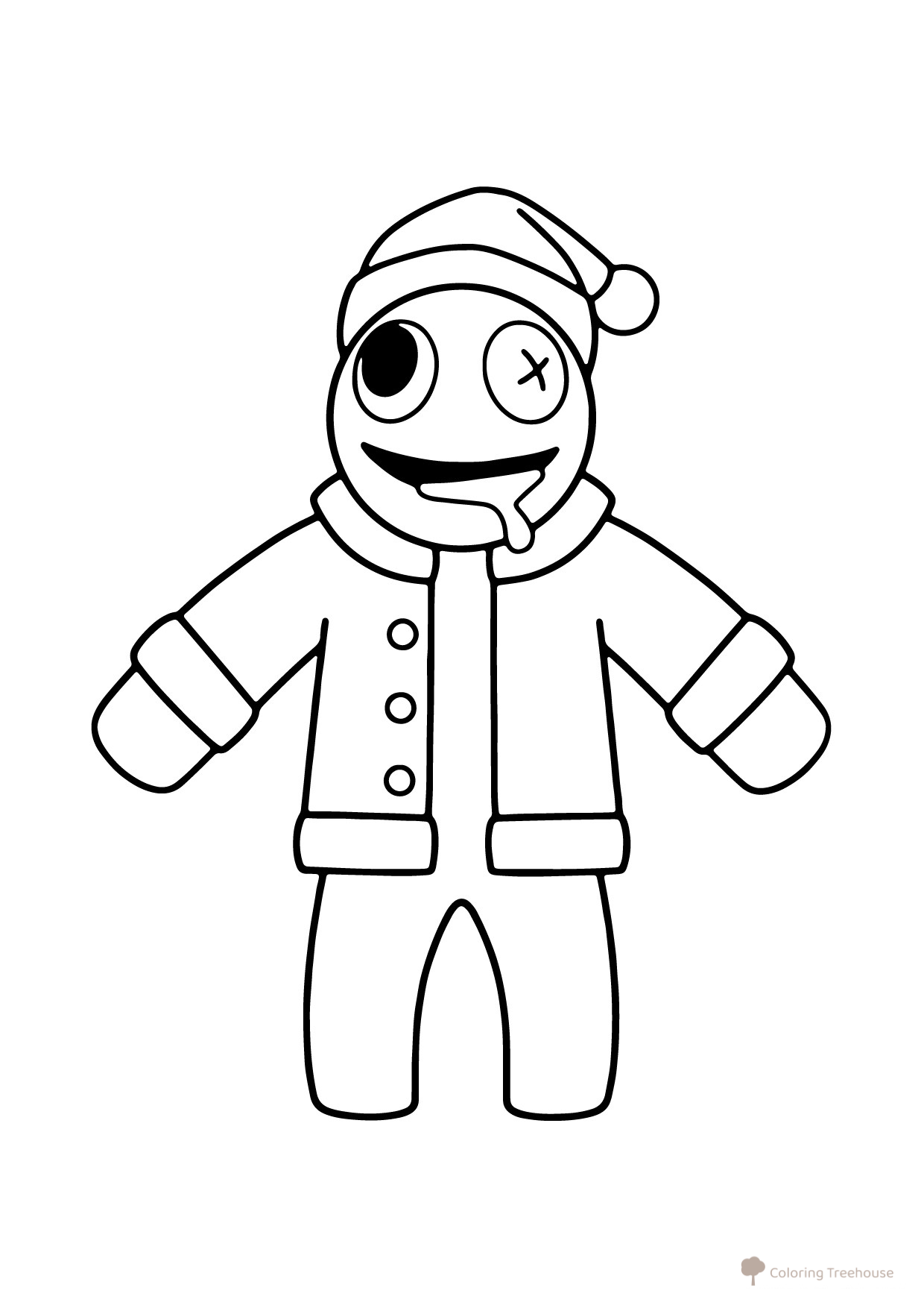 Página para colorear: Azul con gorro de Santa dibujo para colorear gratis de Páginas para colorear de Rainbow Friends