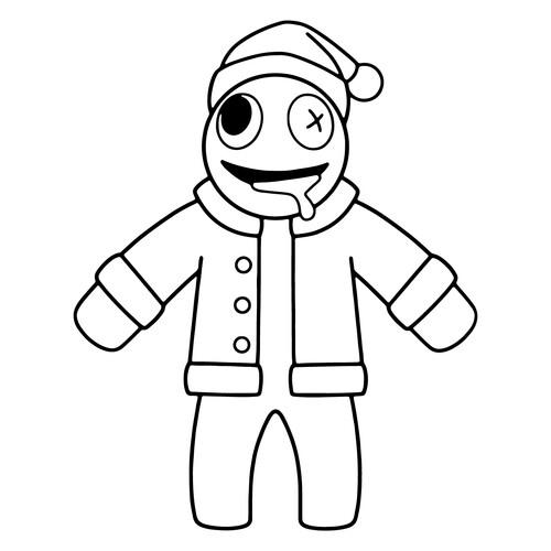 Página para colorear: Azul con gorro de Santa dibujo para colorear gratis de Páginas para colorear de Rainbow Friends