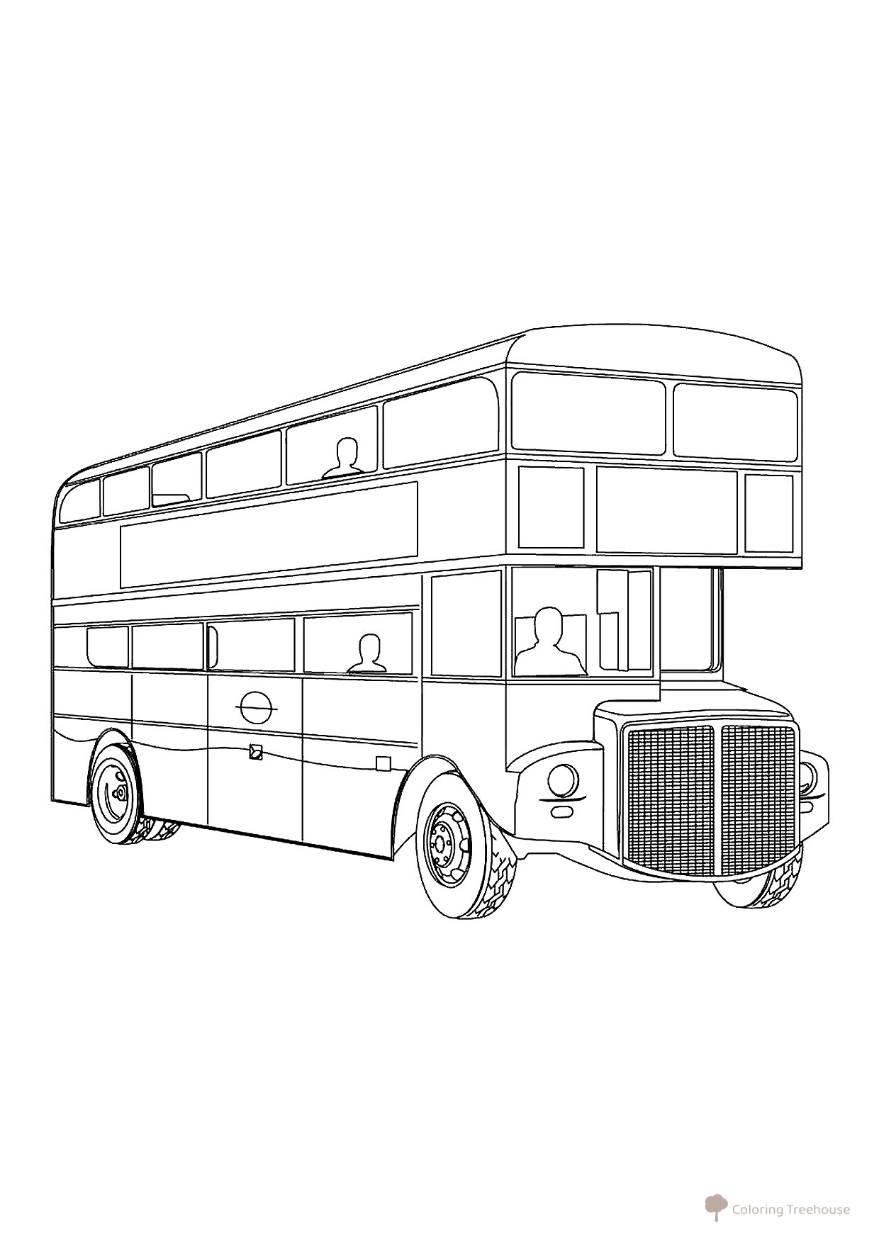 Double-Decker Bus Coloring Page free printable Bus Coloring Pages coloring page