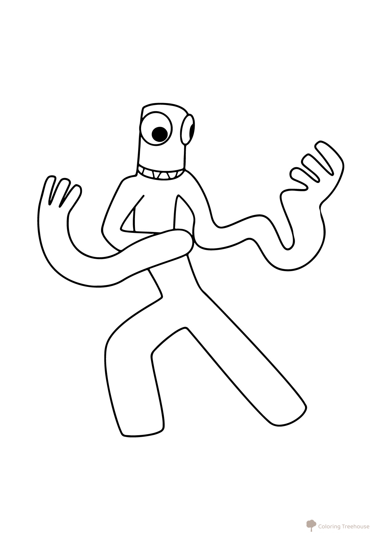 Green with Long Arms Coloring Page free printable Rainbow Friends Coloring Pages coloring page