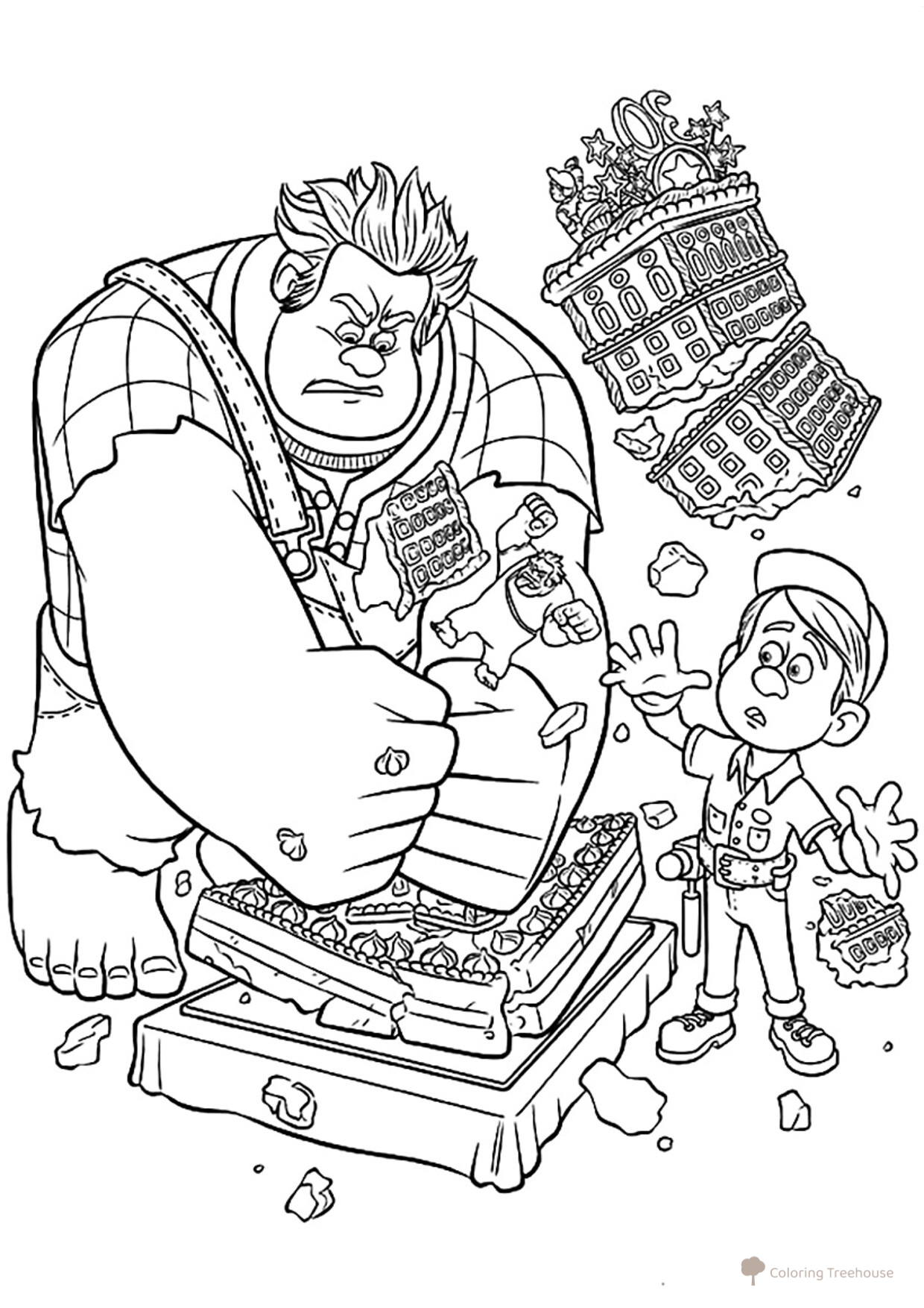 Ralf y Félix Jr. — página para colorear dibujo para colorear gratis de Ralph Breaks the Internet Coloring Pages