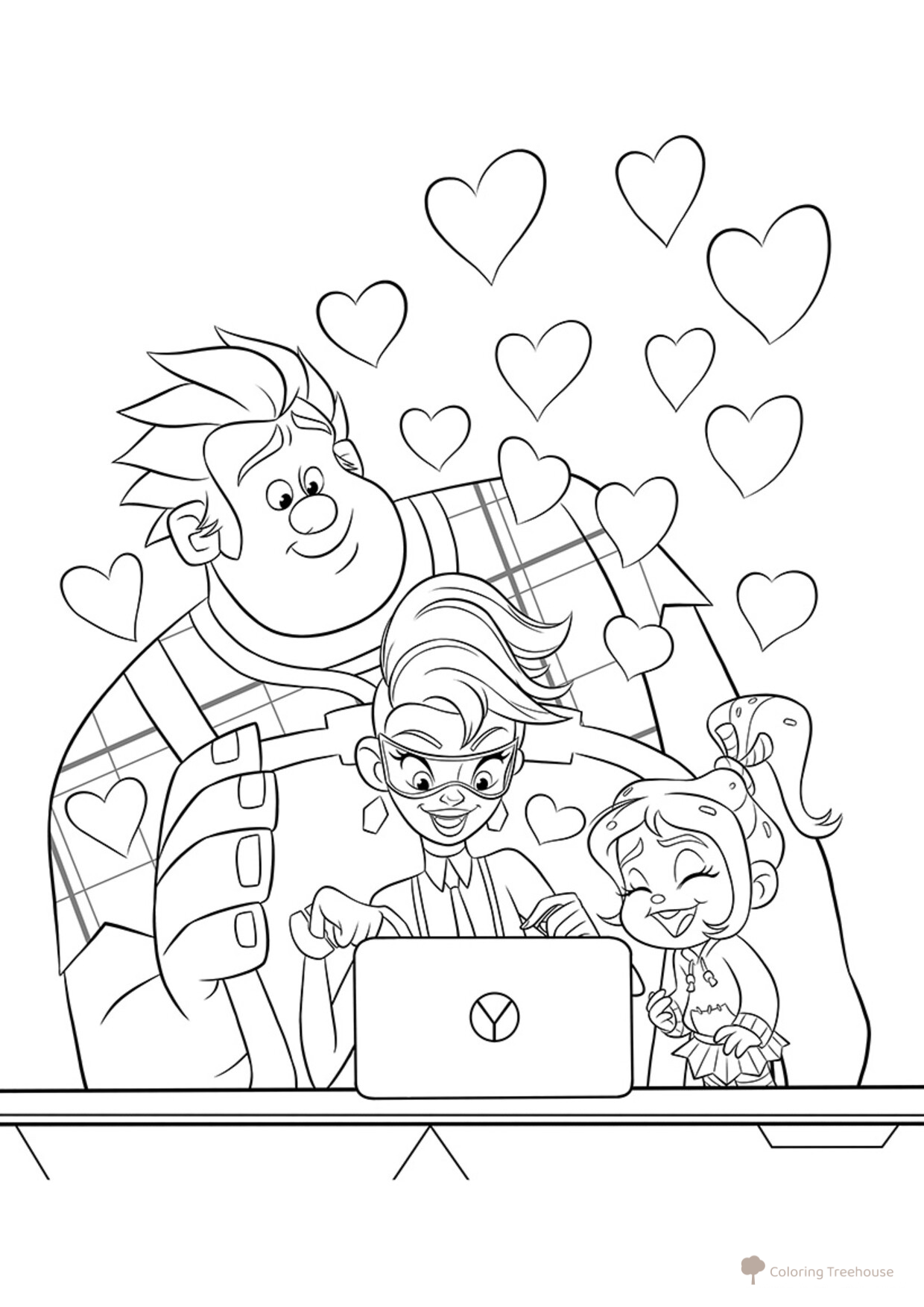 Ralph, Klaass y Vanilopa - Página para colorear dibujo para colorear gratis de Ralph Breaks the Internet Coloring Pages