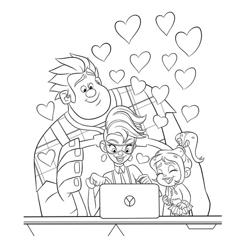 Ralph, Klaass y Vanilopa - Página para colorear dibujo para colorear gratis de Ralph Breaks the Internet Coloring Pages