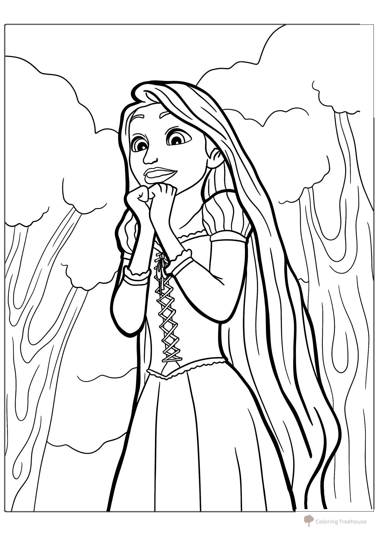 Rapunzel para niños: página para colorear dibujo para colorear gratis de Páginas para colorear de Rapunzel