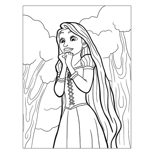 Rapunzel para niños: página para colorear dibujo para colorear gratis de Páginas para colorear de Rapunzel