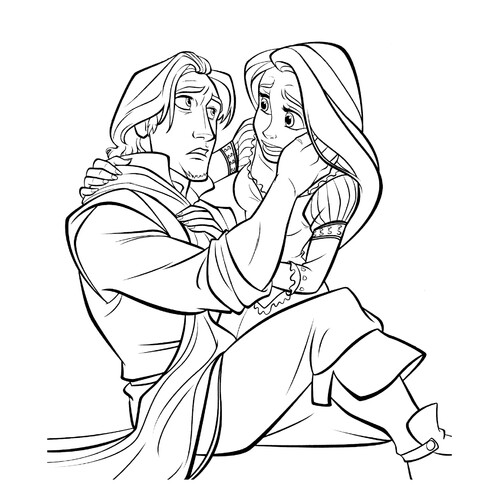 Rapunzel Worries About Flynn Coloring Page free printable Rapunzel Coloring Pages coloring page