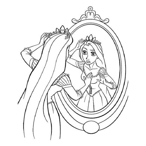 Rapunzel Tries On a Crown Coloring Page free printable Rapunzel Coloring Pages coloring page