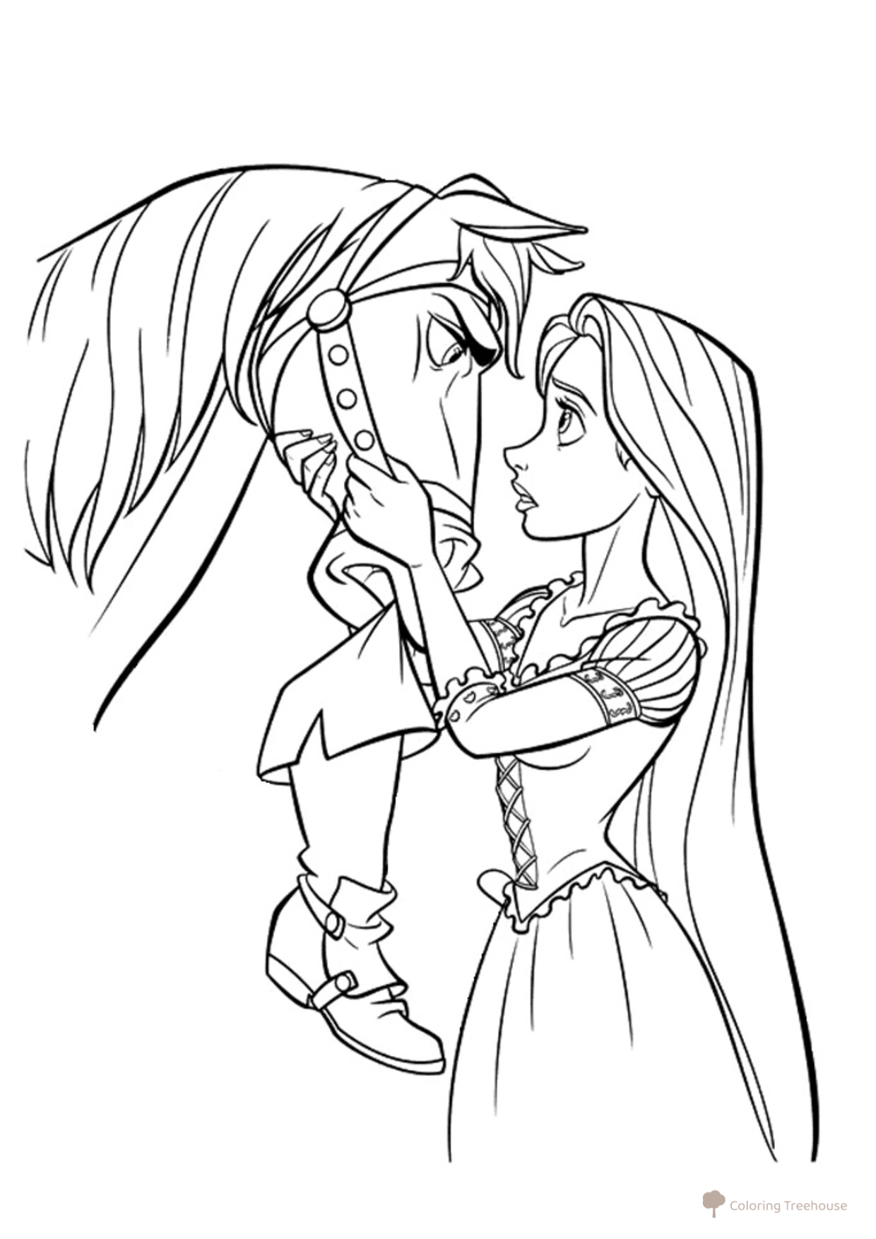 Rapunzel Talking with Maximus Coloring Page free printable Rapunzel Coloring Pages coloring page