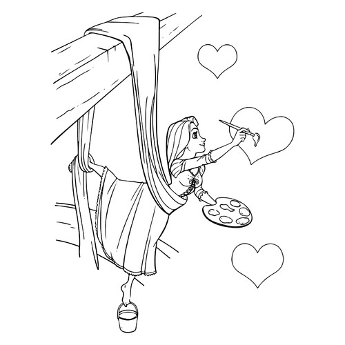 Rapunzel Coloring Page — Drawing Hearts free printable Rapunzel Coloring Pages coloring page