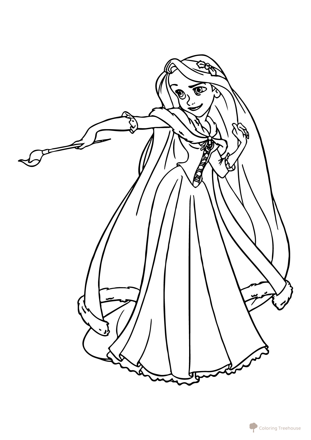 Rapunzel Is Ready to Draw Coloring Page free printable Rapunzel Coloring Pages coloring page
