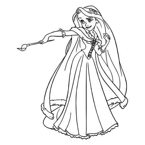 Rapunzel Is Ready to Draw Coloring Page free printable Rapunzel Coloring Pages coloring page