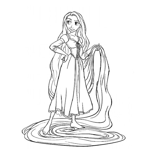 Rapunzel Smirking Coloring Page free printable Rapunzel Coloring Pages coloring page