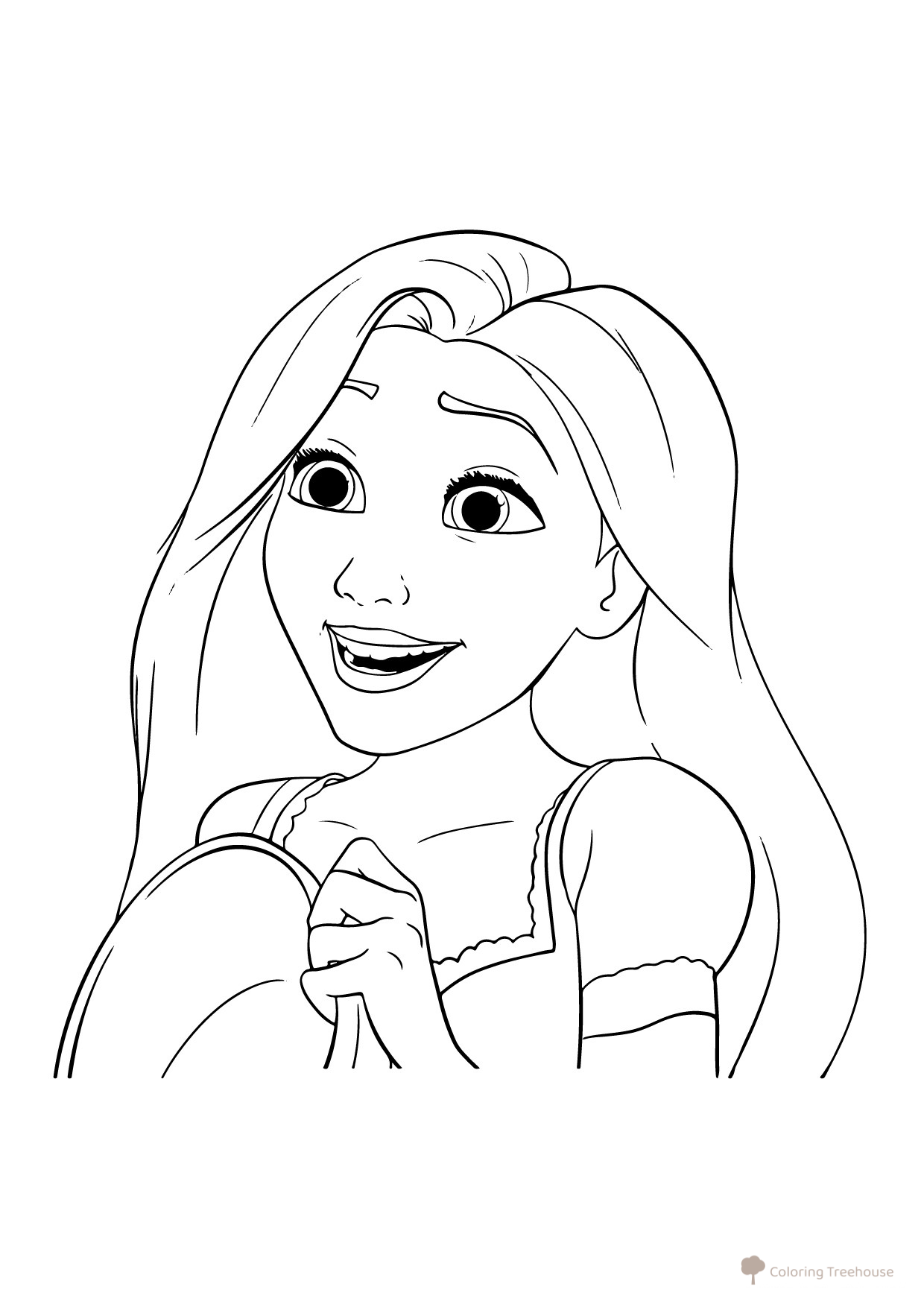 Colorear: Rapunzel recibió una gran noticia dibujo para colorear gratis de Páginas para colorear de Rapunzel