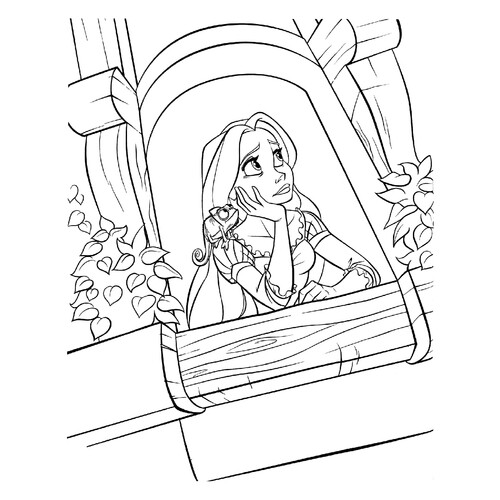Rapunzel in the Tower Coloring Page free printable Rapunzel Coloring Pages coloring page