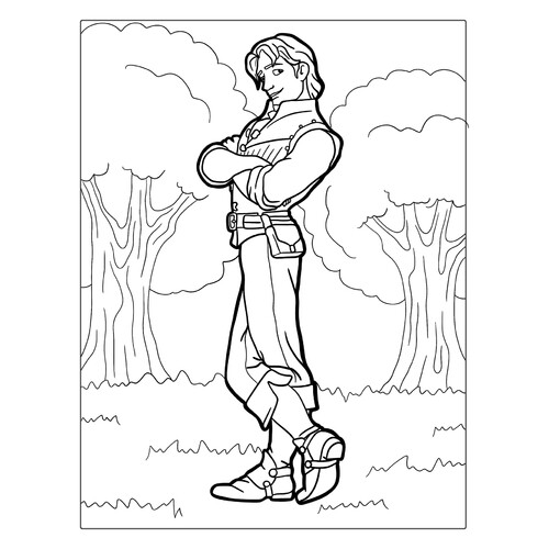 Eugene Waits for Rapunzel Coloring Page free printable Rapunzel Coloring Pages coloring page