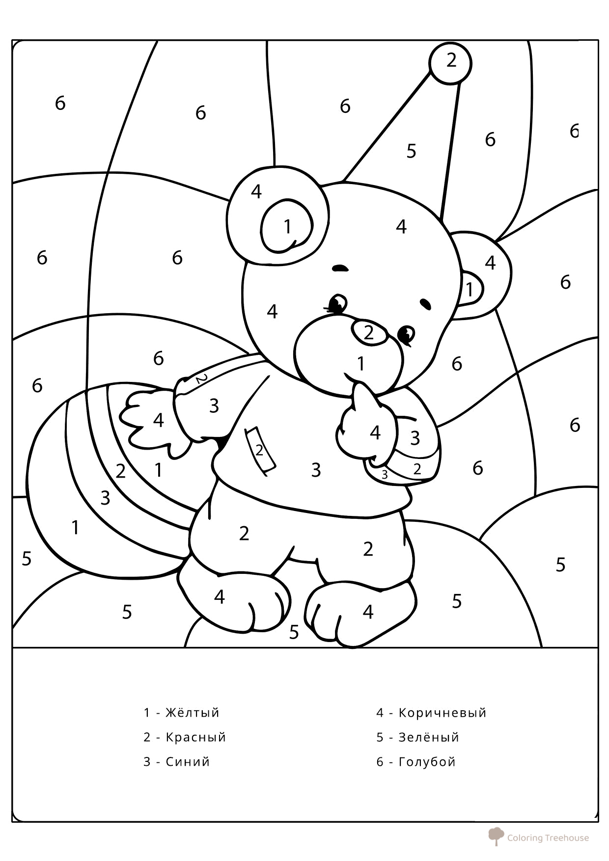 Página para colorear: Osito por números dibujo para colorear gratis de Pintar por números