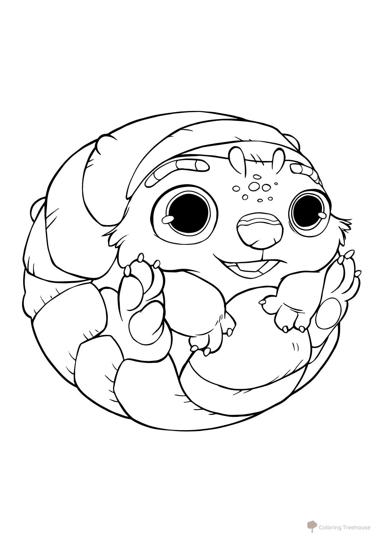 Little Tuk Tuk Curled Up Coloring Page free printable Raya and the Last Dragon Coloring Pages coloring page