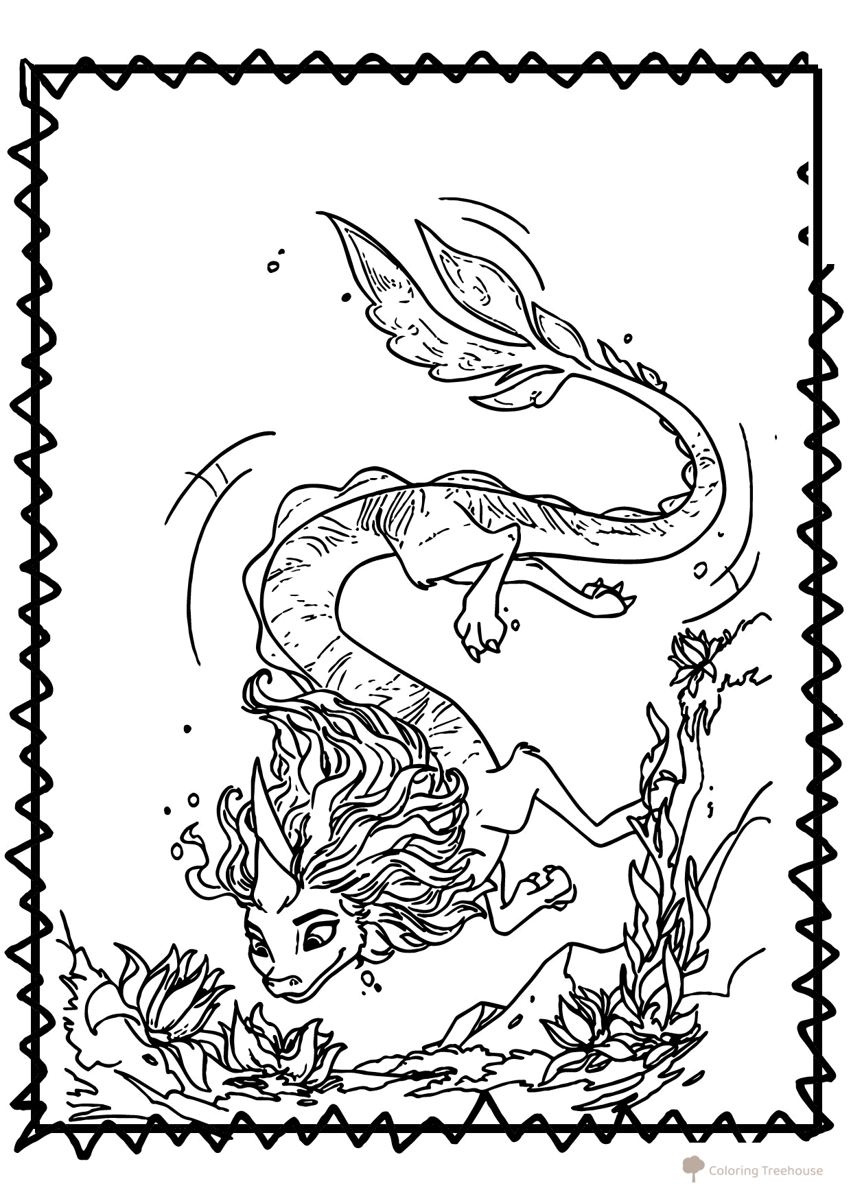 Sisu the Sea Dragon Coloring Page free printable Raya and the Last Dragon Coloring Pages coloring page