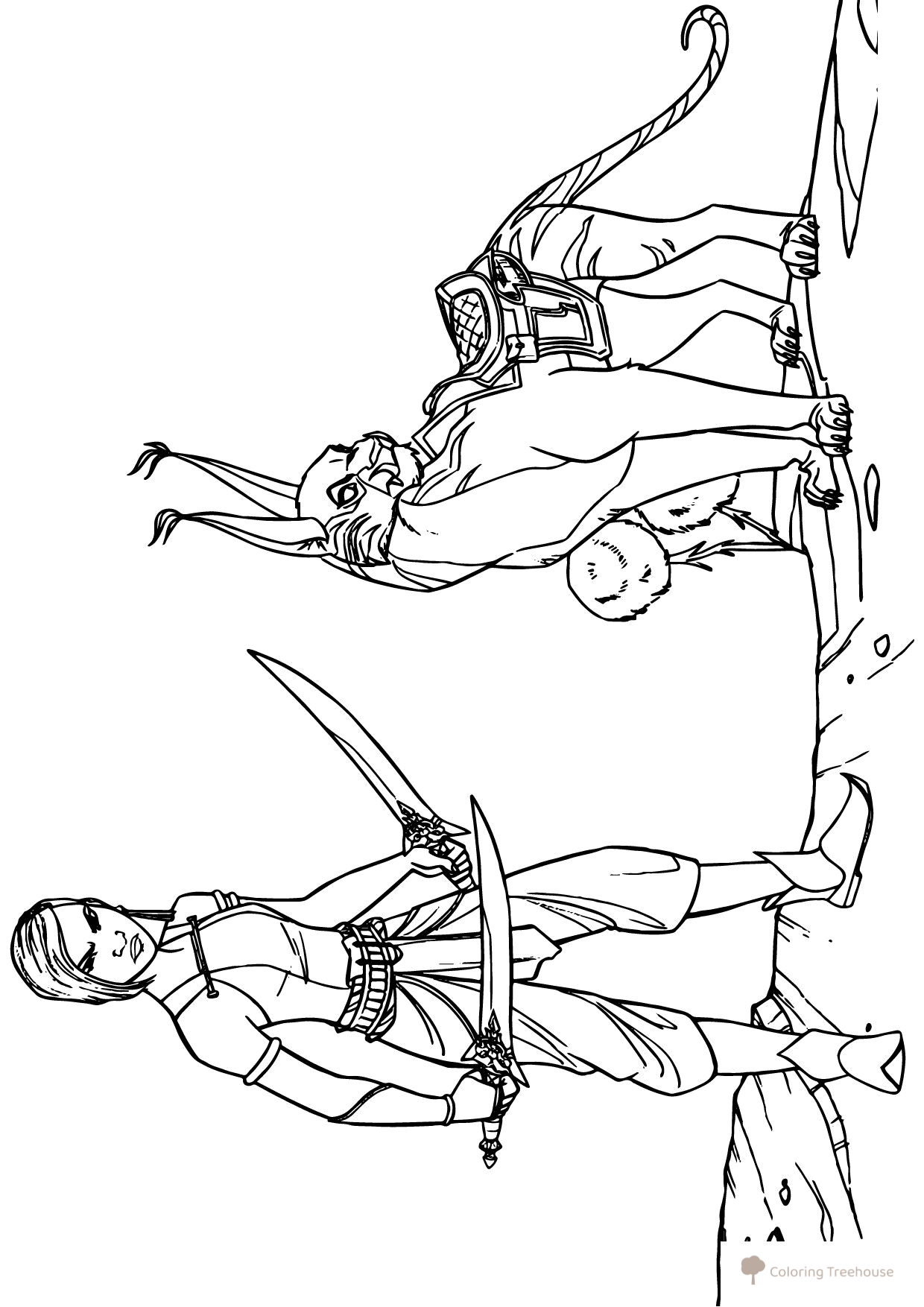 Namaari and the Sabertooth Lynx Coloring Page free printable Raya and the Last Dragon Coloring Pages coloring page