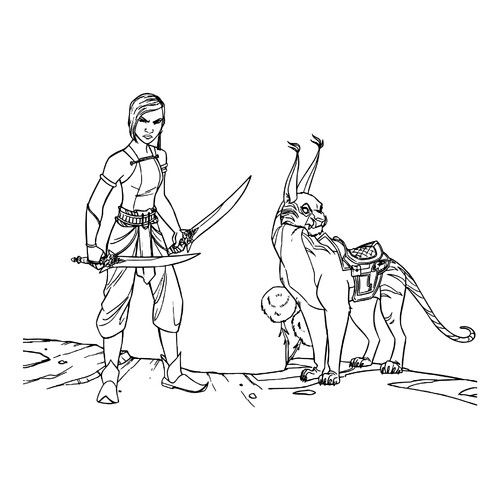 Namaari and the Sabertooth Lynx Coloring Page free printable Raya and the Last Dragon Coloring Pages coloring page
