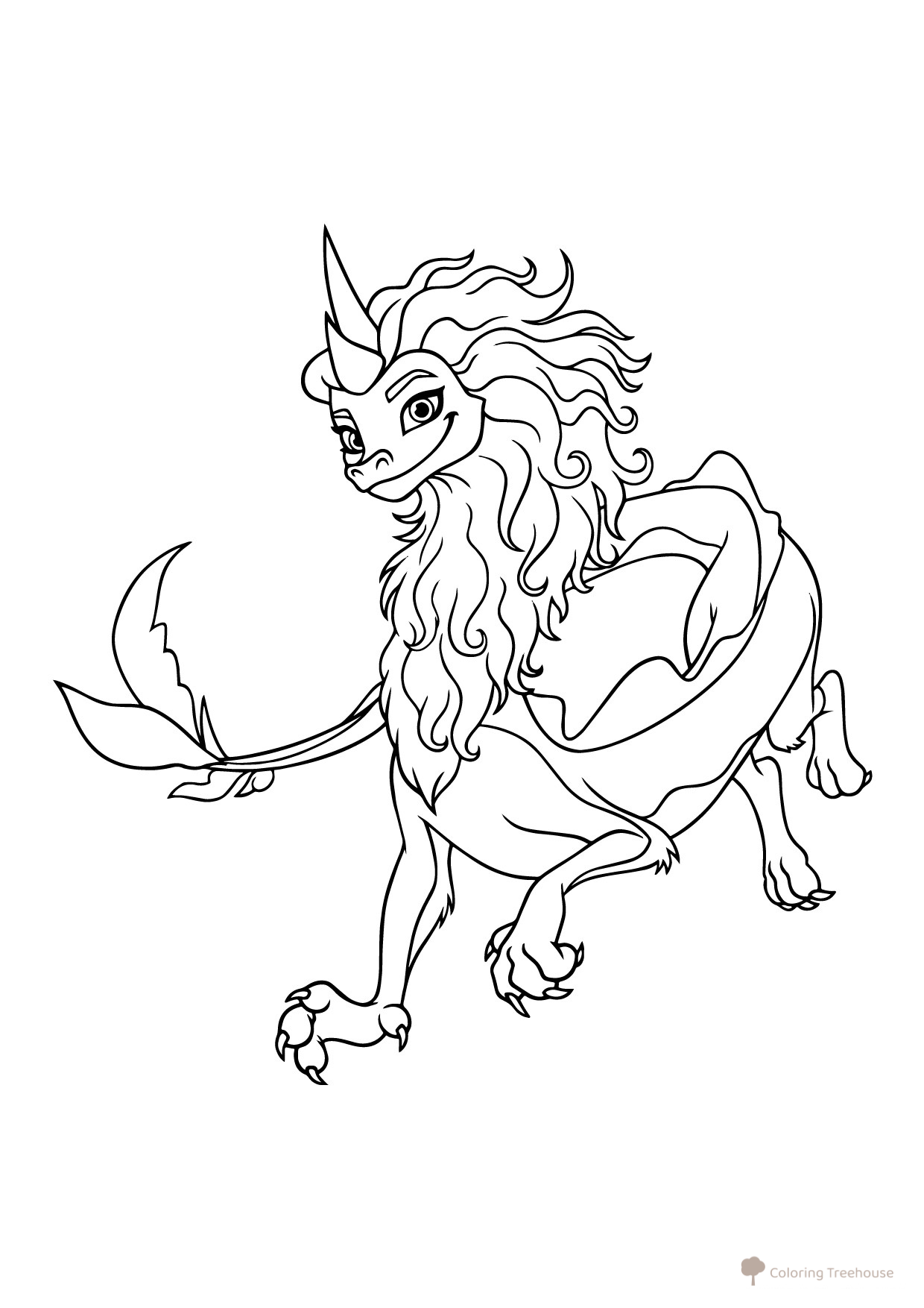 Sisu-Datu Coloring Page — The Last Dragon free printable Raya and the Last Dragon Coloring Pages coloring page
