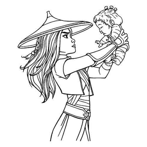 Raya y la niña-bebé del clan Garra — página para colorear dibujo para colorear gratis de Páginas para colorear de Raya y el último dragón