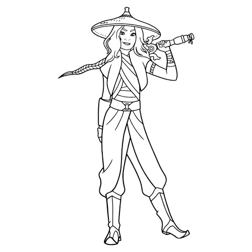 Raya with Sword Coloring Page free printable Raya and the Last Dragon Coloring Pages coloring page