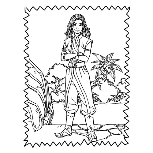 Raya está de pie con los brazos cruzados – página para colorear dibujo para colorear gratis de Páginas para colorear de Raya y el último dragón