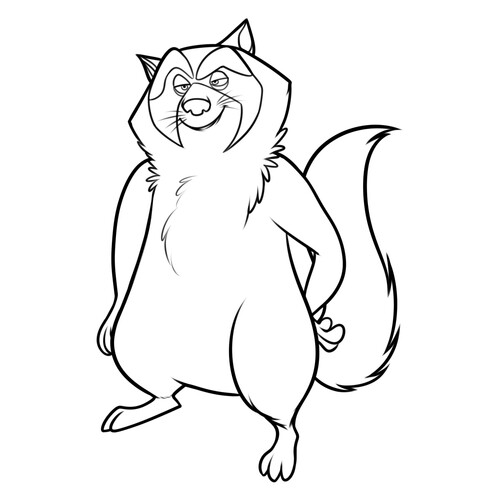 Página para colorear: Mapache (Енот) dibujo para colorear gratis de Páginas para colorear de la película «Реальная белка»