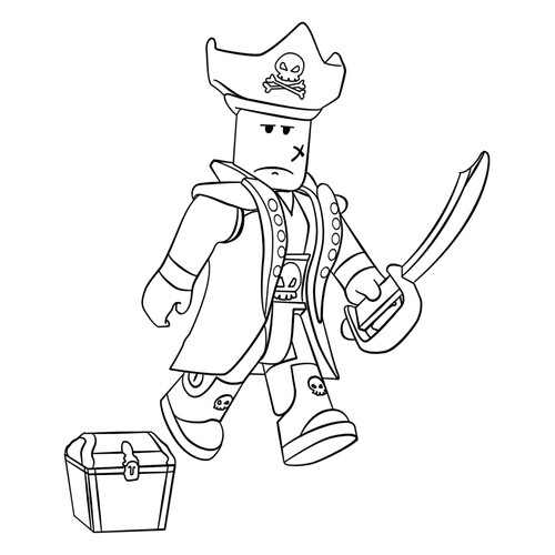 Página para colorear «Roblox Pirata con cofre» dibujo para colorear gratis de Páginas para colorear de Roblox