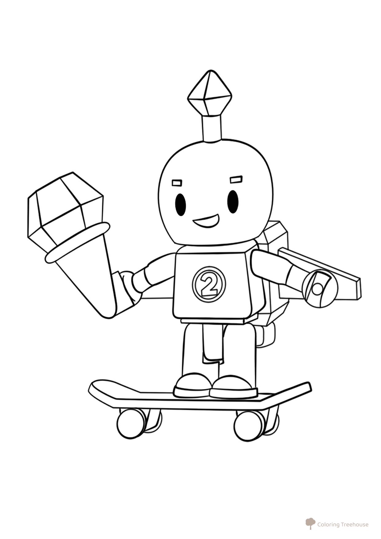Roblox Robot on a Skateboard Coloring Page free printable Roblox Coloring Pages coloring page