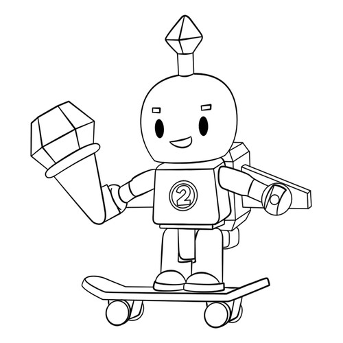Página para colorear «Roblox: Robot en monopatín» dibujo para colorear gratis de Páginas para colorear de Roblox