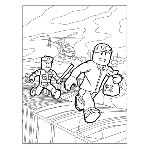 Página para colorear «Roblox huye del policía» dibujo para colorear gratis de Páginas para colorear de Roblox