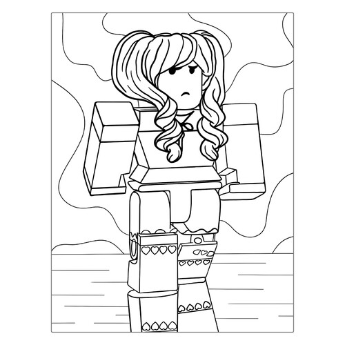 Página para colorear: skin de niña de Roblox dibujo para colorear gratis de Páginas para colorear de Roblox