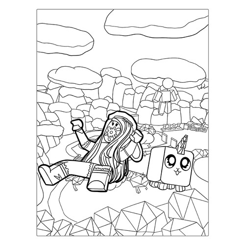 Página para colorear: skin de niña de Roblox con unicornio dibujo para colorear gratis de Páginas para colorear de Roblox