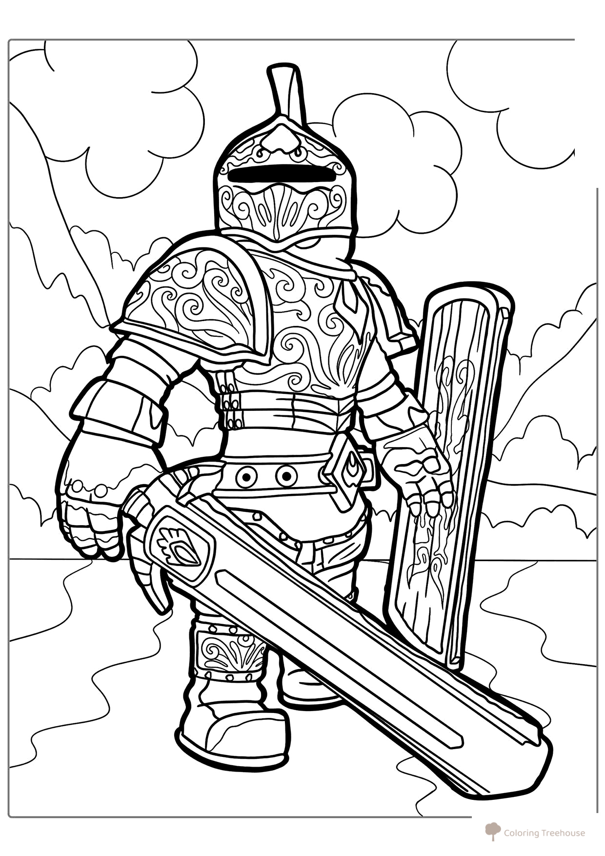 Roblox Knight Skin Coloring Page free printable Roblox Coloring Pages coloring page