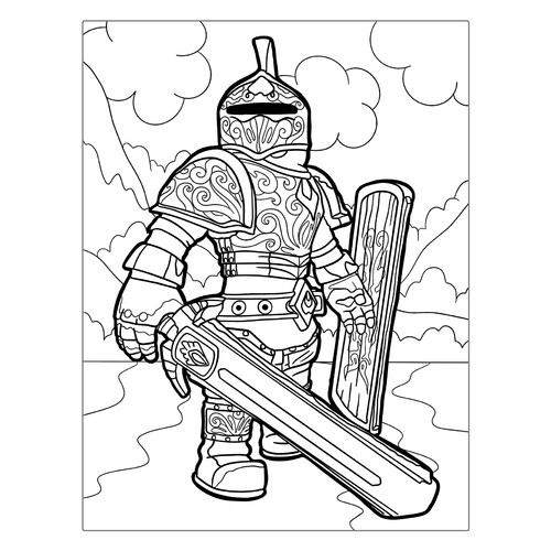 Página para colorear: skin de caballero de Roblox dibujo para colorear gratis de Páginas para colorear de Roblox
