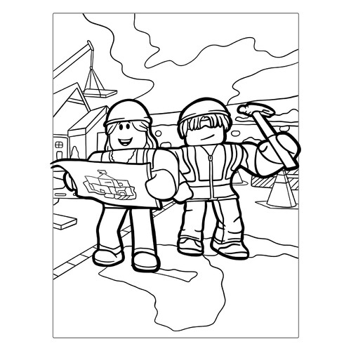 Ficha para colorear «Skins de construcción de Roblox» dibujo para colorear gratis de Páginas para colorear de Roblox