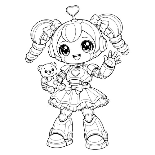 Página para colorear «Chica robot anime» dibujo para colorear gratis de Páginas para colorear «Robots»