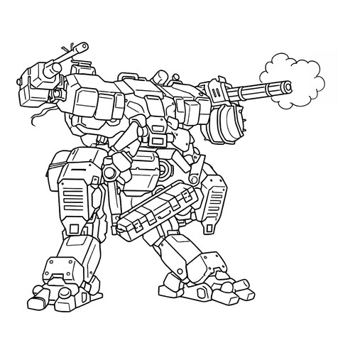 Página para colorear «Robot de combate mecha» dibujo para colorear gratis de Páginas para colorear «Robots»
