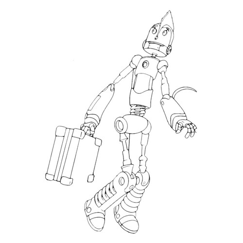 Página para colorear: Maleta en las manos de un robot dibujo para colorear gratis de Páginas para colorear «Robots»