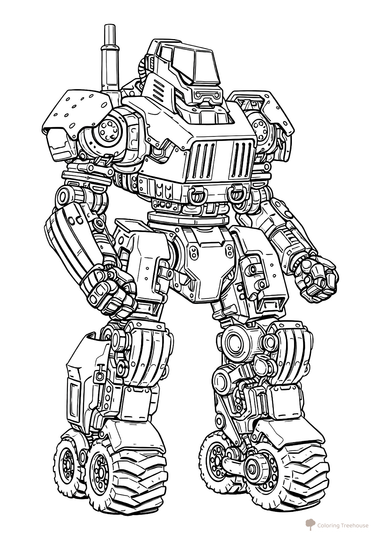 Cool Robot on Wheels Coloring Page free printable Robot Coloring Pages coloring page