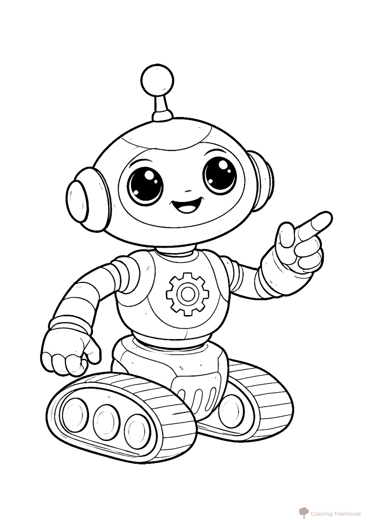 Little Robot on Tracks Coloring Page free printable Robot Coloring Pages coloring page