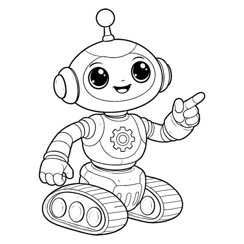 Little Robot on Tracks Coloring Page free printable Robot Coloring Pages coloring page