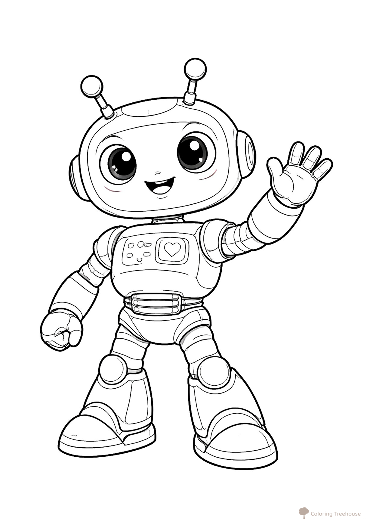 Robot Waving Coloring Page free printable Robot Coloring Pages coloring page