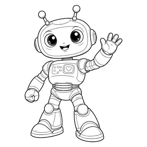 Robot Waving Coloring Page free printable Robot Coloring Pages coloring page