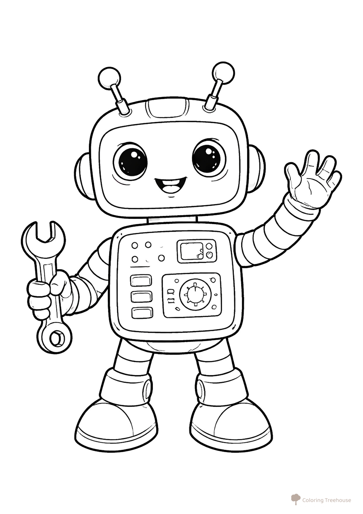 Robot with Key Coloring Page free printable Robot Coloring Pages coloring page