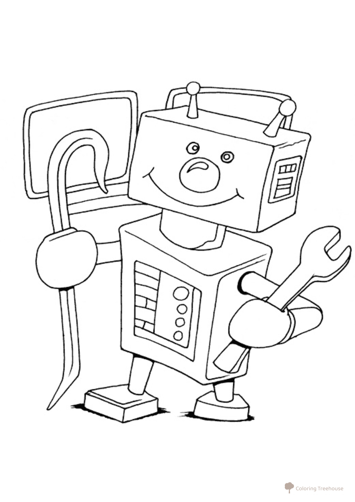 Página para colorear: Robot divertido dibujo para colorear gratis de Páginas para colorear «Robots»
