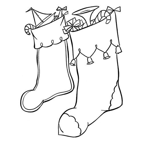 Christmas Stockings with Jingle Bells Coloring Page free printable Christmas Stocking Coloring Page coloring page